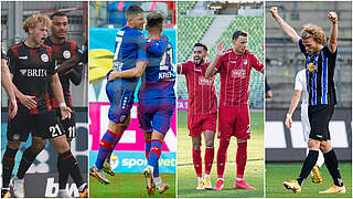 Die Heimteams jubeln: Wiesbaden, Uerdingen, Türkgücü und Mannheim gewinnen © Bilder: Imago, Collage: DFB