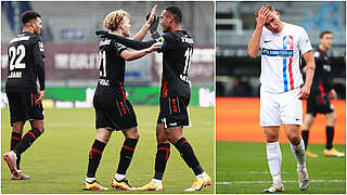 Doppelpack: Benedict Hollerbach (2.v.l.) bringt Wiesbaden zum Jubeln © Bilder: Imago, Collage: DFB.de