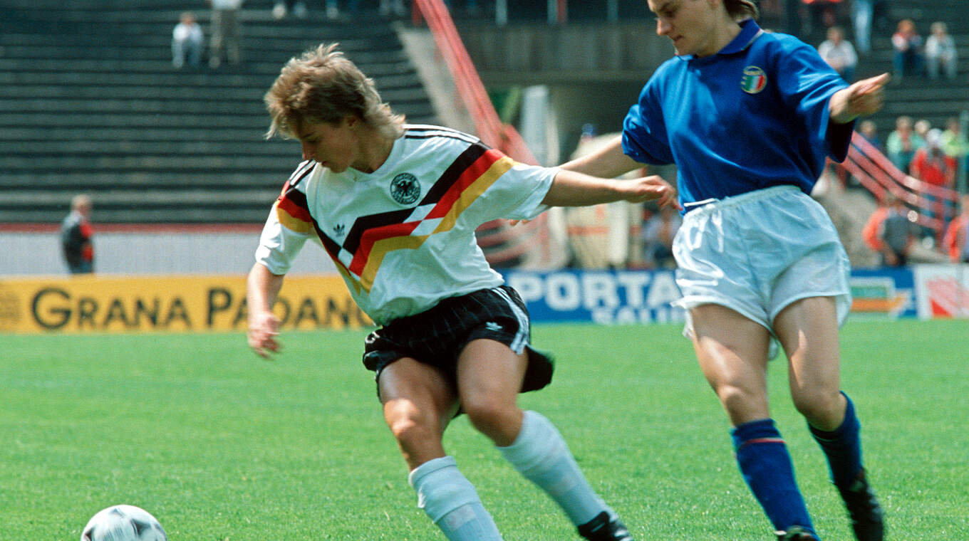 Voss-Tecklenburg 1989 (l.): "Grandioses Elfmeterschießen im Halbfinale gegen Italien" © Getty Images