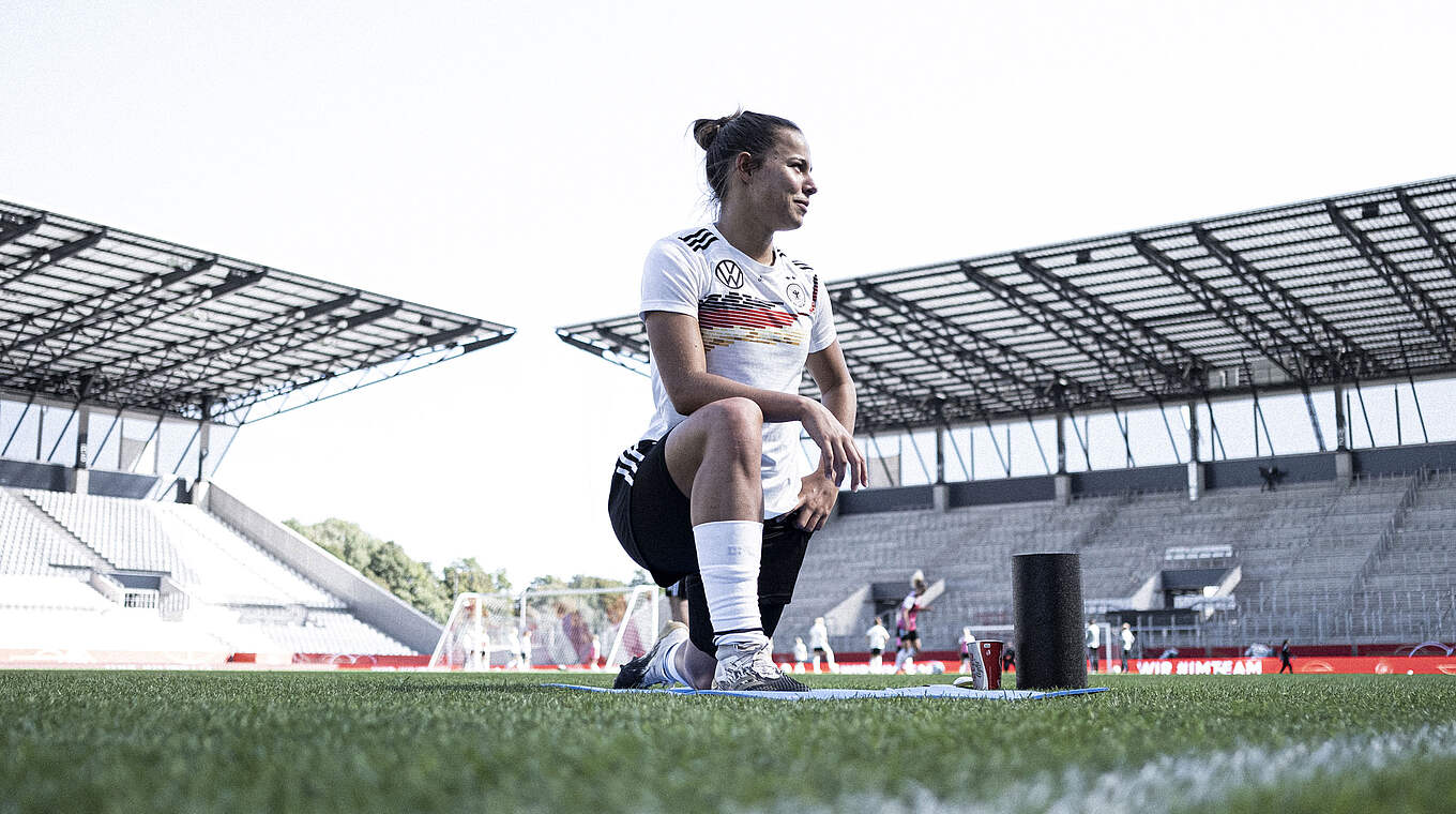 Lena Oberdorf: "Ich bin größtenteils zufrieden, aber es geht immer noch besser" © Thomas Boecker/DFB