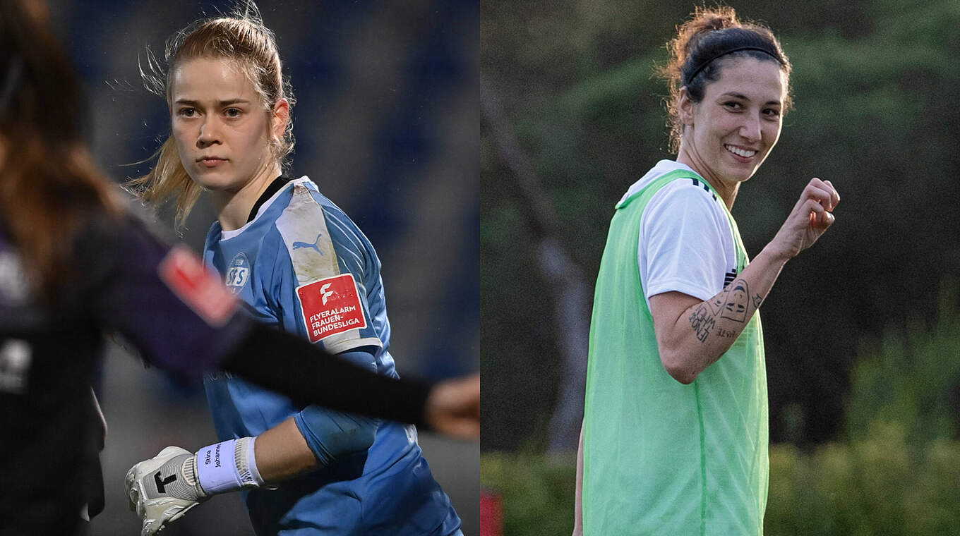 Stina Johannes (l.) und Sara Doorsoun in the squad to face Belgium and Netherlands © imago/Thomas Böcker/DFB Collage DFB
