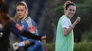 Im Kader gegen Belgien und die Niederlande: Stina Johannes (l.) und Sara Doorsoun © imago/Thomas Böcker/DFB Collage DFB