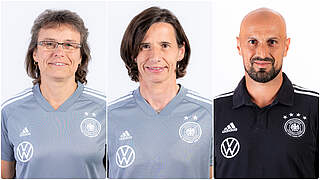 Verträge vom DFB verlängert: Ulrike Ballweg, Bettina Wiegmann, Antonio Di Salvo (v.l.) © Thomas Böcker/DFB
