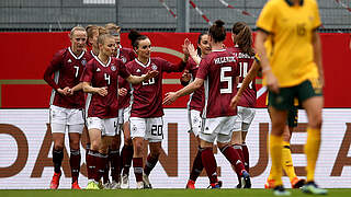 Germany women celebrate one of their five goals on Saturday afternoon © DFB/Maja Hitij/Getty Images