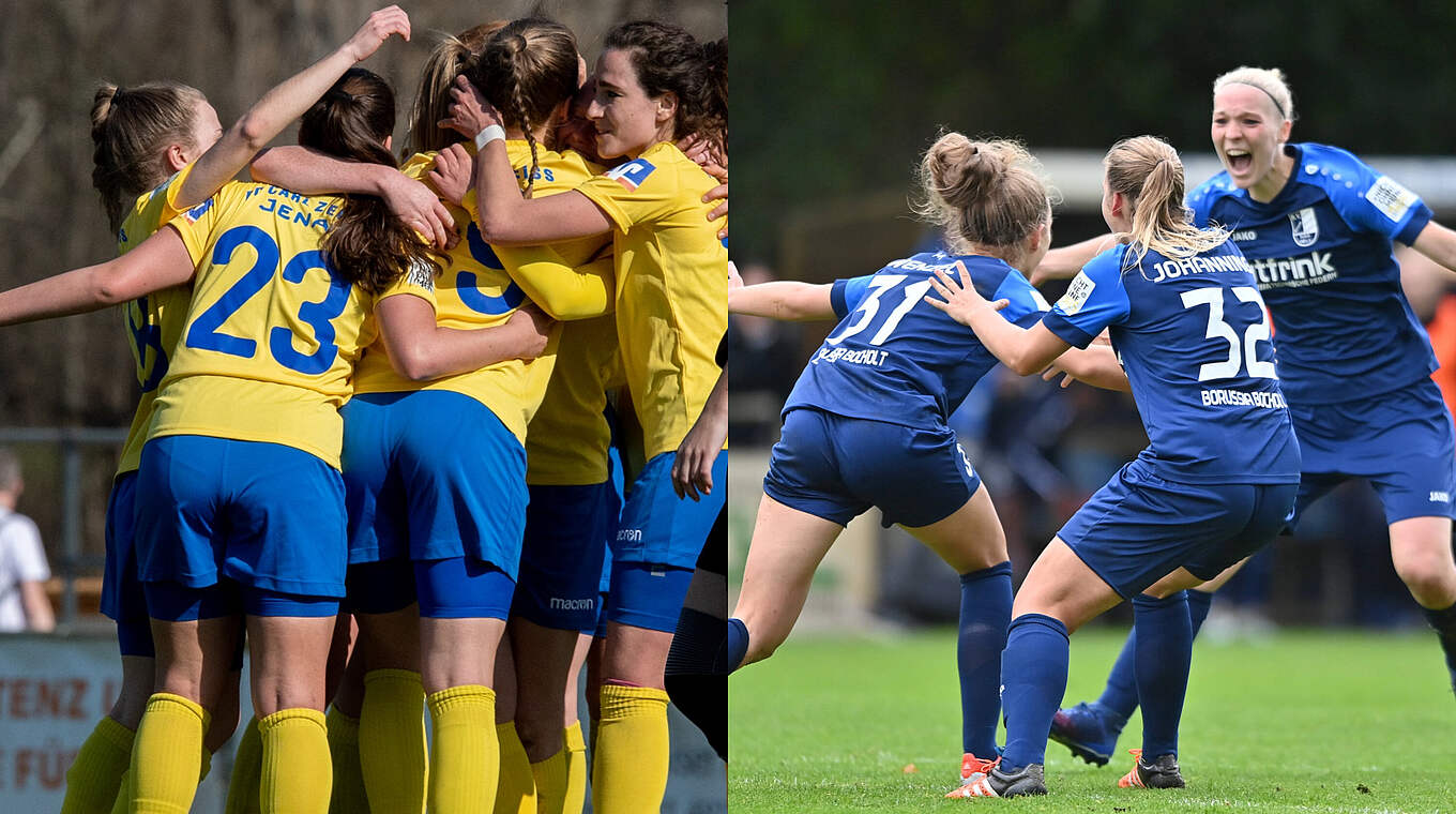 Jena gegen Bocholt: Aufstiegsanwärter trifft auf Überraschungsteam © Karim El Boujdaini / FC Carl Zeiss Jena/imago Collage DFB