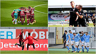 Wer holt sich die Meisterschaft? Und wer steigt auf? Vier Teams sind noch im Rennen © GettyImages / Collage DFB