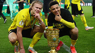 Bricht Sanchos (r.) Rekord noch im DFB-Pokalfinale: Erling Haaland (l.) © Getty Images