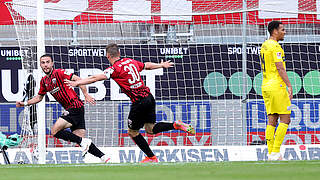 Erzielt den zweiten Ingolstädter Treffer gegen Osnabrück: Fatih Kaya (l.) © 2021 Getty Images