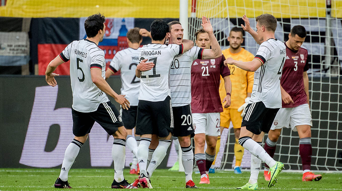 Robin Gosens opened the scoring with his first career goal for Germany.  © GES/Markus Gilliar