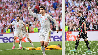 Matchwinner für Spanien: Alvaro Morata (v.) bejubelt sein Tor zum 4:3 © Getty Images