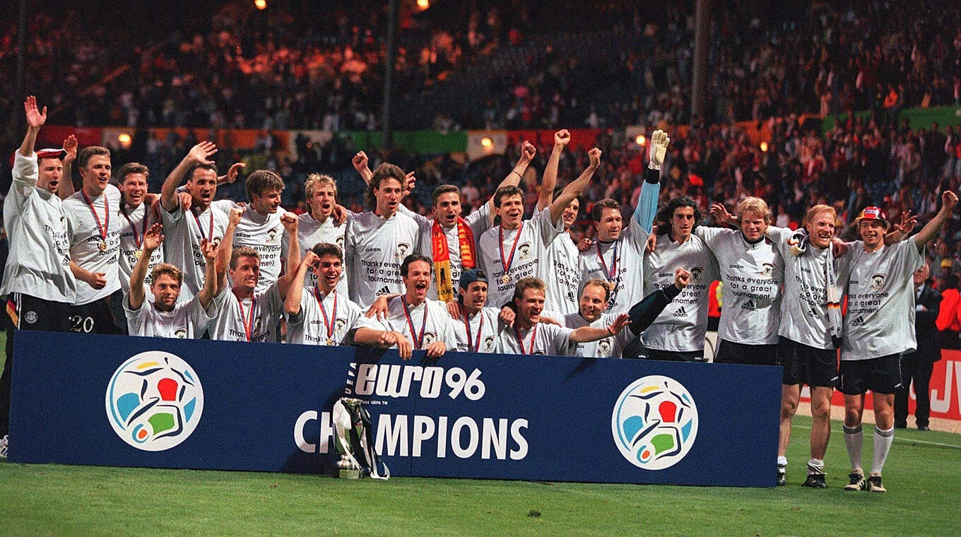 Fünftes Finale, dritter Titel: Das DFB-Team gewinnt die Europameisterschaft 1996 © GettyImages