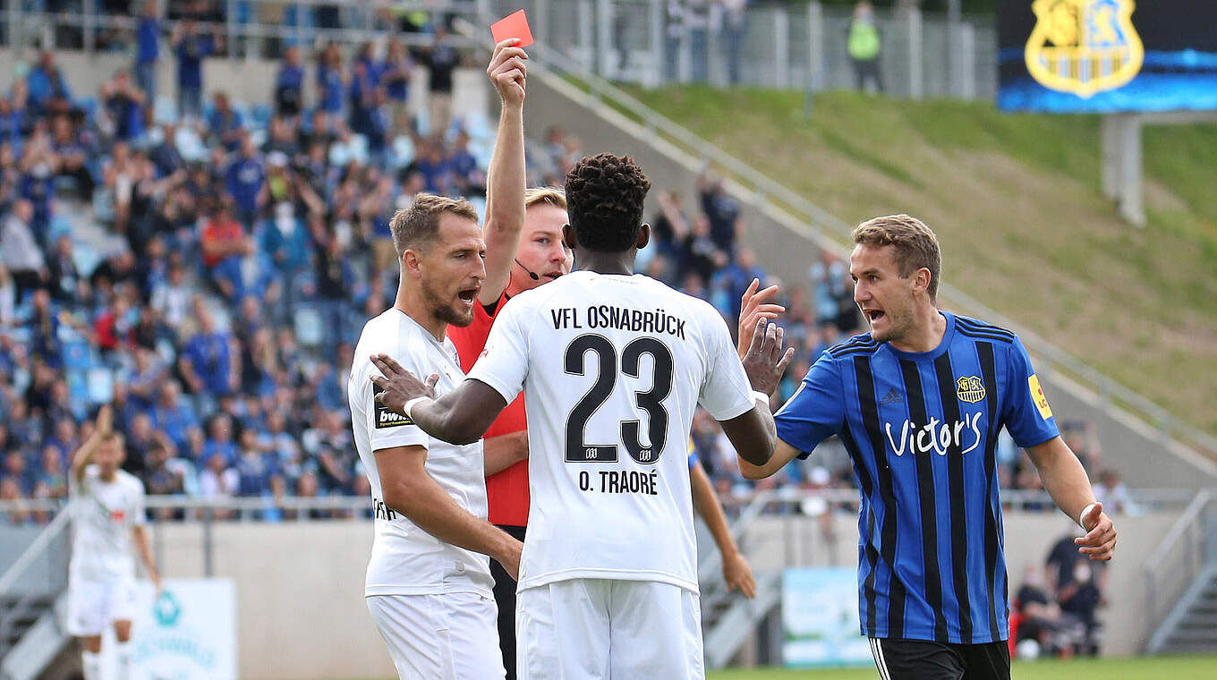 Sieht im Spiel beim 1. FC Saarbrücken die Rote Karte: Omar Traore vom VfL Osnabrück © imago