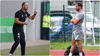 Kontrahenten im Topspiel: Werder-Trainer Brand (l.) und Hertha-Coach Hartmann © imago/Collage DFB.de
