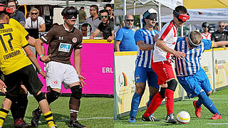 Duell um die Meisterschaft: Torjäger Jonathan Tönsing (l.) und Alexander Fangmann (r.) © Carsten Kobow Collage DFB