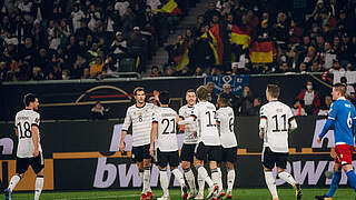 German joy in Wolfsburg: nine goals against Liechtenstein. © DFB/Philipp Reinhard