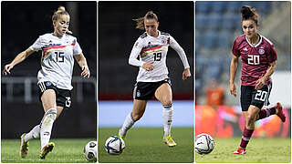 Erhalten neue Verträge bei den Bayern: Giulia Gwinn, Klara Bühl und Lina Magull (v.l.) © DFB/Maja Hitij/Getty Images/Collage DFB