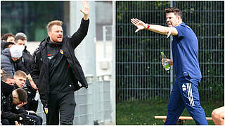 Respekt vor dem Gegner: VfB-Trainer Fiedler (l.) und Haching-Coach Unterberger © Collage/ imago images