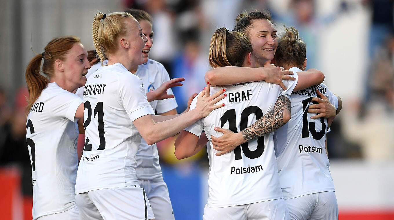 Erleichterung pur: Isabel Kerschowski (r.) trifft zum späten Ausgleich für Potsdam © Getty Images