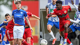 Topscorer im Duell: Schalkes Niklas Dörr (l.) und Stuttgarts Benjamin Bediako Boakye © Getty Images Collage DFB