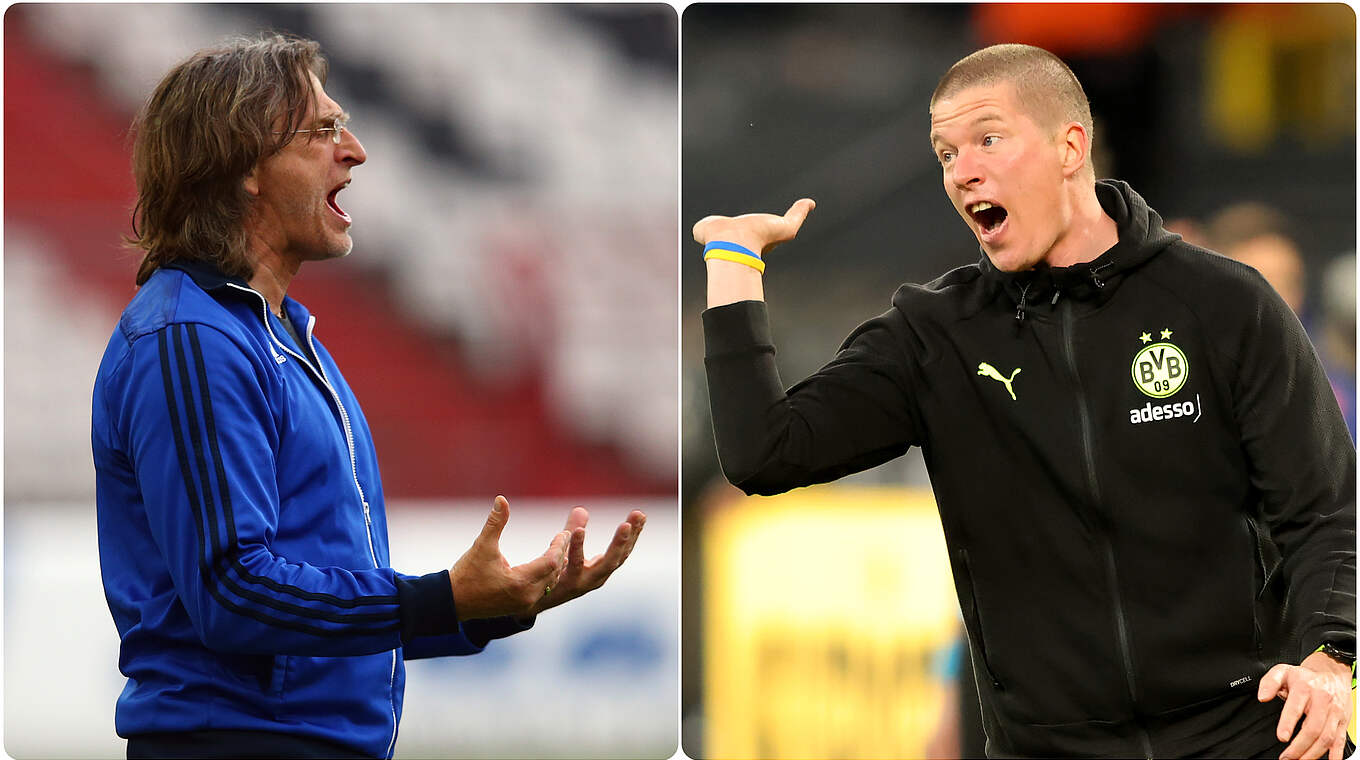 Showdown im Halbfinale: Schalkes U 19 muss ein 1:5 aus dem Hinspiel aufholen © GettyImages/Collage: DFB.de