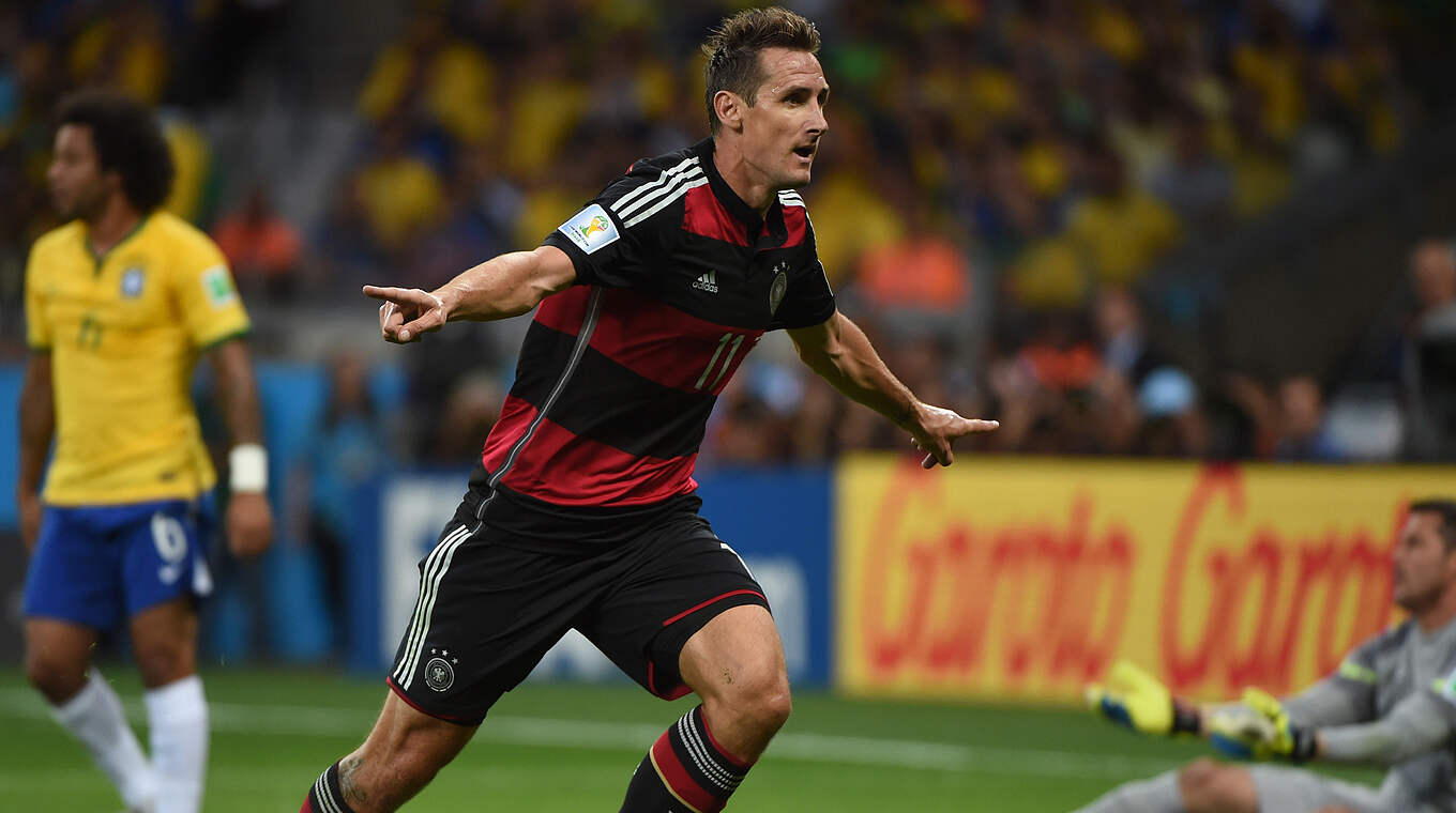 Seit 2014 der WM-Rekordtorschütze: Klose bejubelt sein 2:0 gegen Brasilien © Getty Images