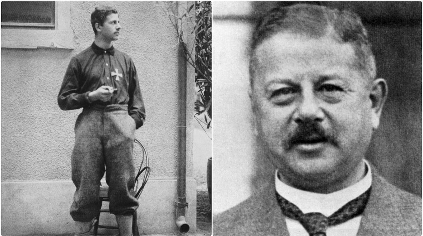 Walther Bensemann 1896 (l.) und 1920: Gründer, Sportsmann und Pionier © bensemann-cup.eu