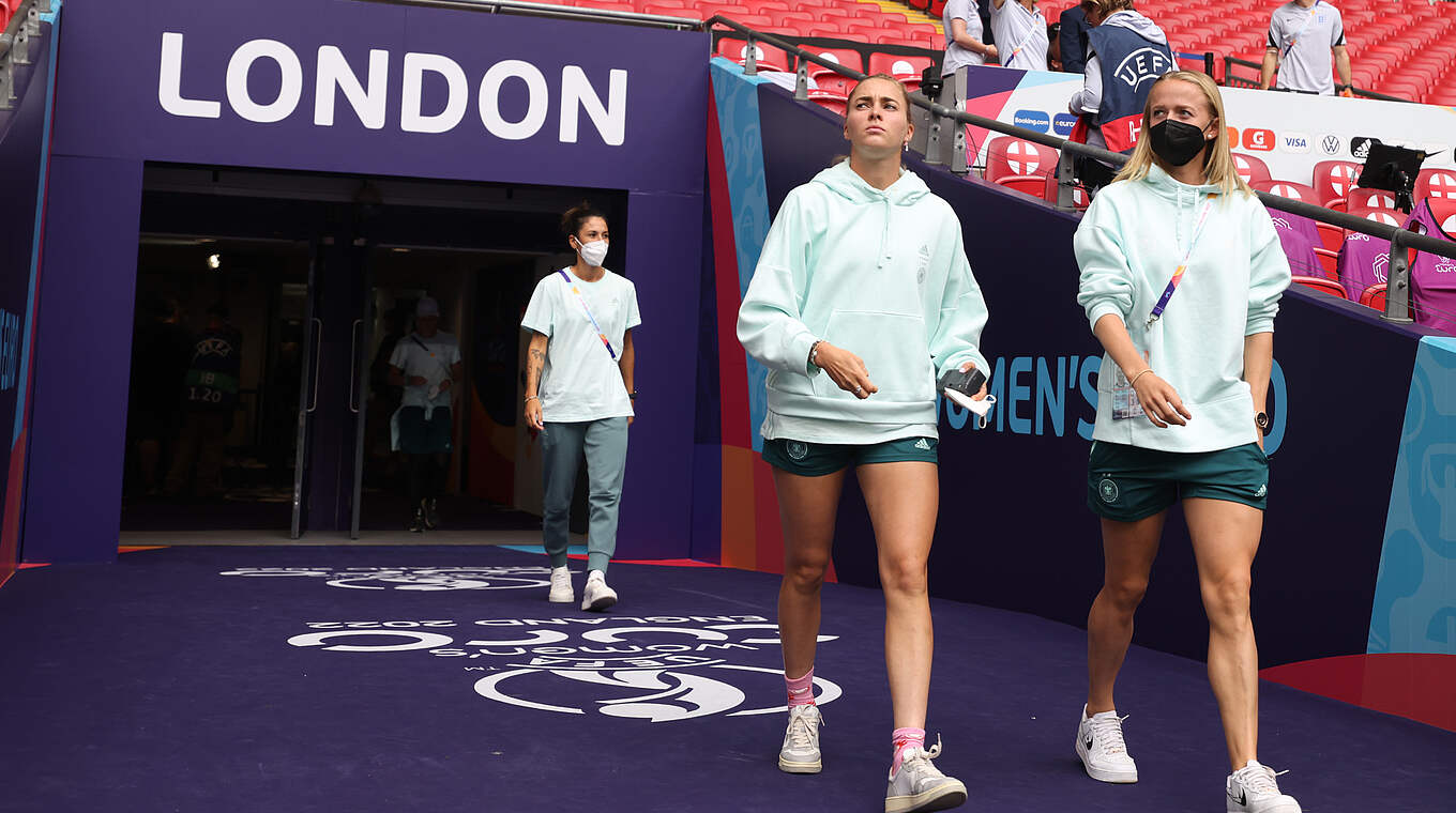 Sara Doorsoun, Laura Freigang, Lea Schüller (v.l.) © DFB/Maja Hitij/Getty Images