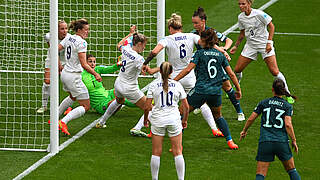 Marina Hegering couldn't quite force the ball over the line for the opener © Getty Images