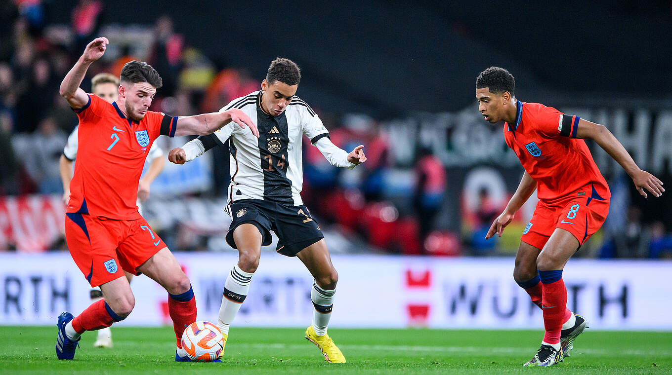 Jamal Musiala in action against England © GES