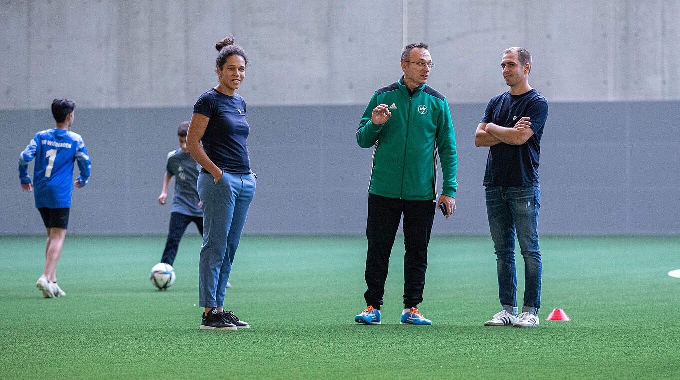 Celia Sasic und Philipp Lahm (r.) © Yuliia Perekopaiko/DFB