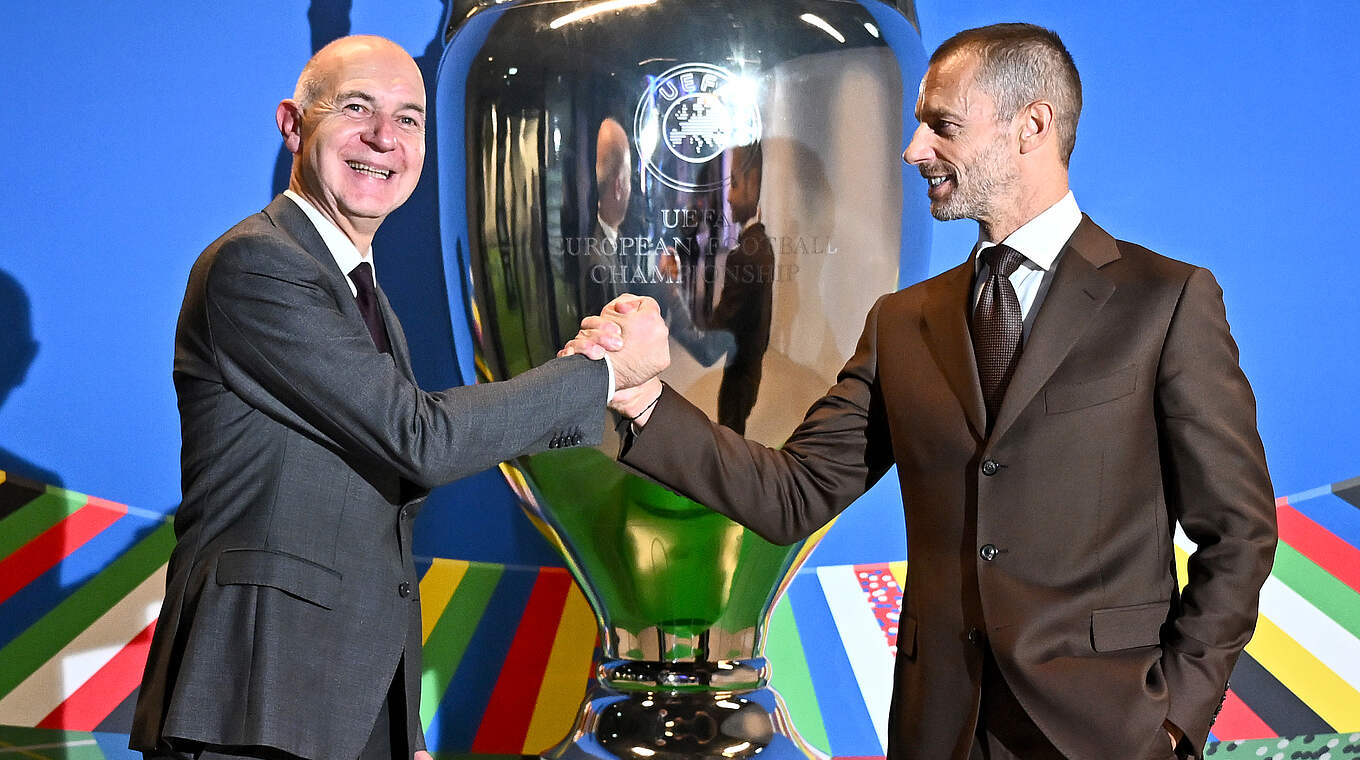 DFB-Präsident Bernd Neuendorf (l.) und UEFA-Präsident Aleksander Ceferin © DFB / Markus Gilliar / Getty Images