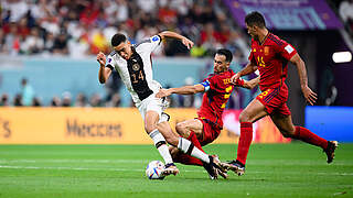 Mit einigen starken Szenen gegen Spanien: Jamal Musiala (l.) © GES-Sportfoto