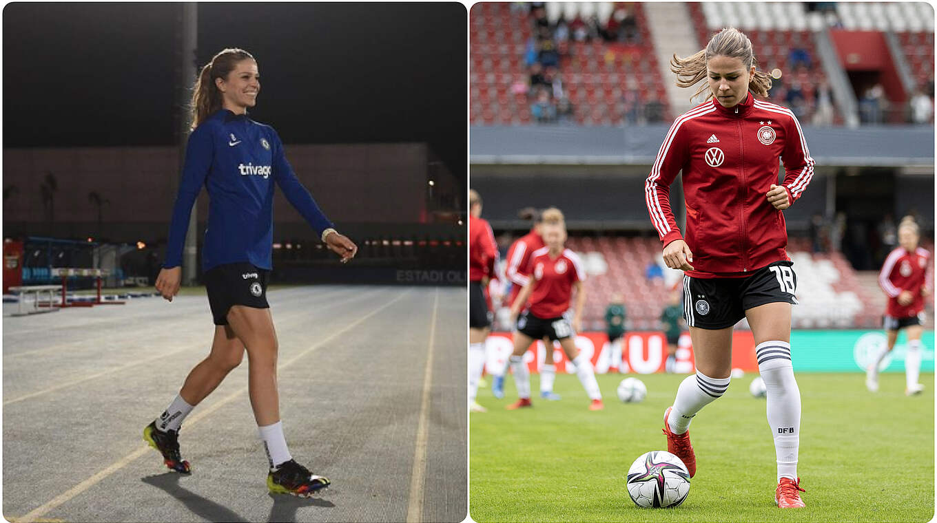 "Ich war wirklich sehr aufgeregt, ein bisschen nervös": Melanie Leupolz ist zurück am Ball © Instagram Melanie Leupolz/DFB/Getty Images/Maja Hitij/Collage DFB