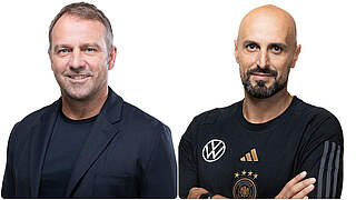Starten mit ihren Teams ins neue Länderspieljahr: Hansi Flick (l.) und Toni Di Salvo © Thomas Böcker/Collage DFB
