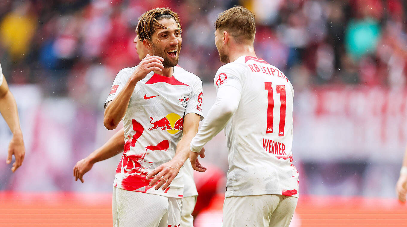 Kevin Kampl (l.) mit Timo Werner: "Ich liebe den Verein und die Mitspieler hier" © imago