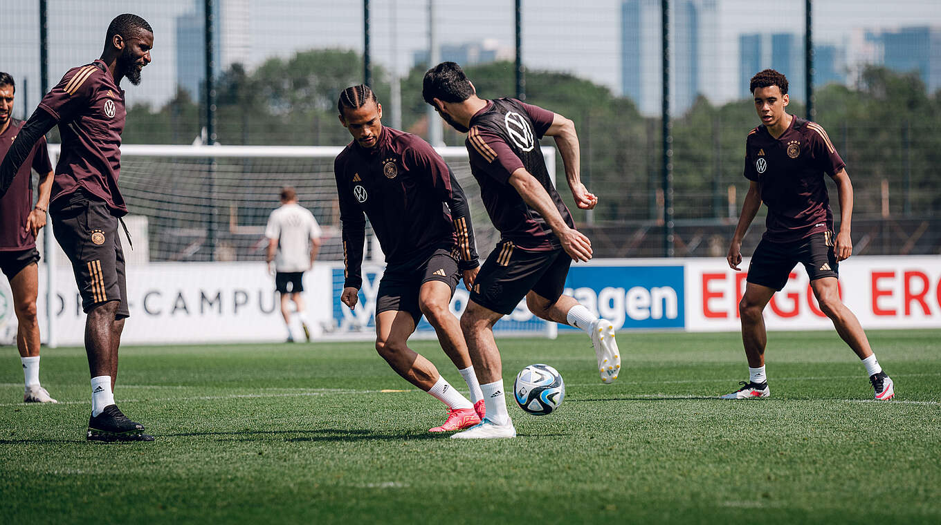 Antonio Rüdiger, Leroy Sané, Ilkay Gündogan und Jamal Musiala (v.l.) © Philipp Reinhard