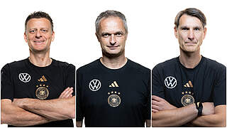 Bleiben dem DFB erhalten: die Junioren-Trainer Wörns, Wück und Prus (v.l.) © Thomas Böcker/DFB
