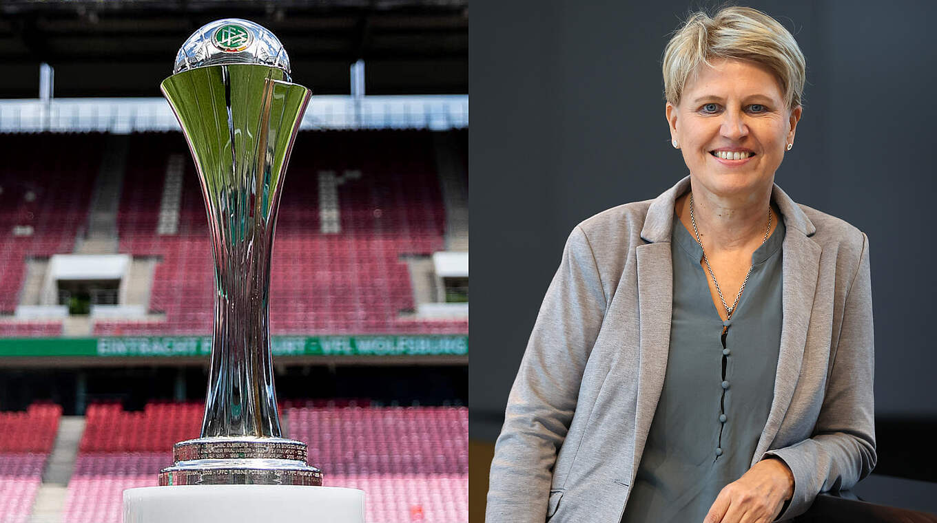 Losfee im Pokal der Frauen: Doris Fitschen zieht die Paarungen der ersten Runde © Getty Images/Alex Grimm/Getty Images for DFB Collage DFB