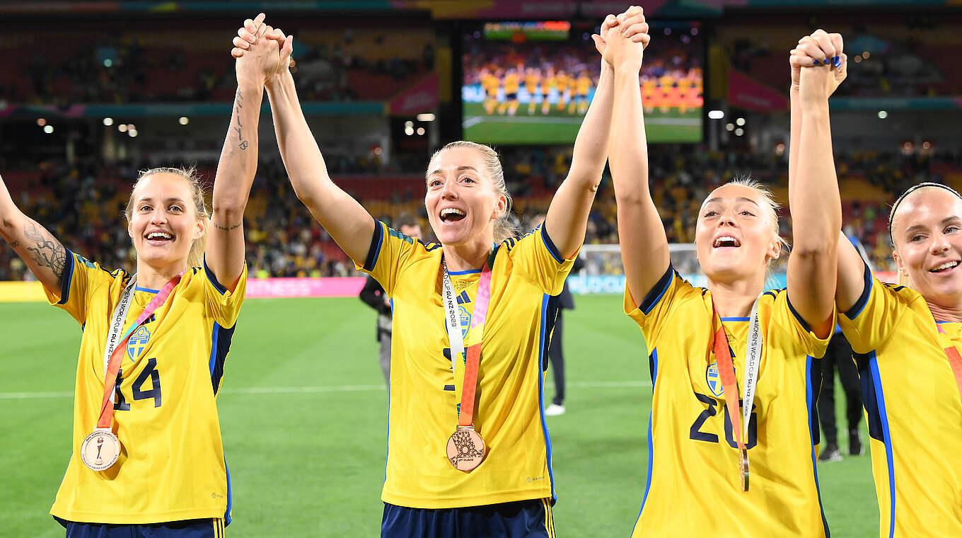 Bejubeln WM-Bronze: Nathalie Bjorn, Linda Sembrant und Hanna Bennison © Getty Images
