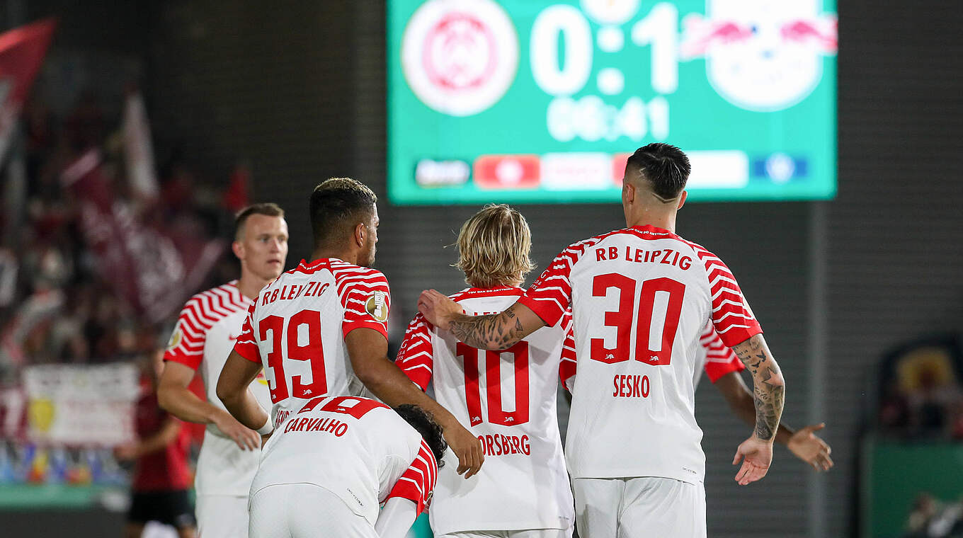 Leipzig are into the second round after a 3-2 win over Wehen Wiesbaden © imago