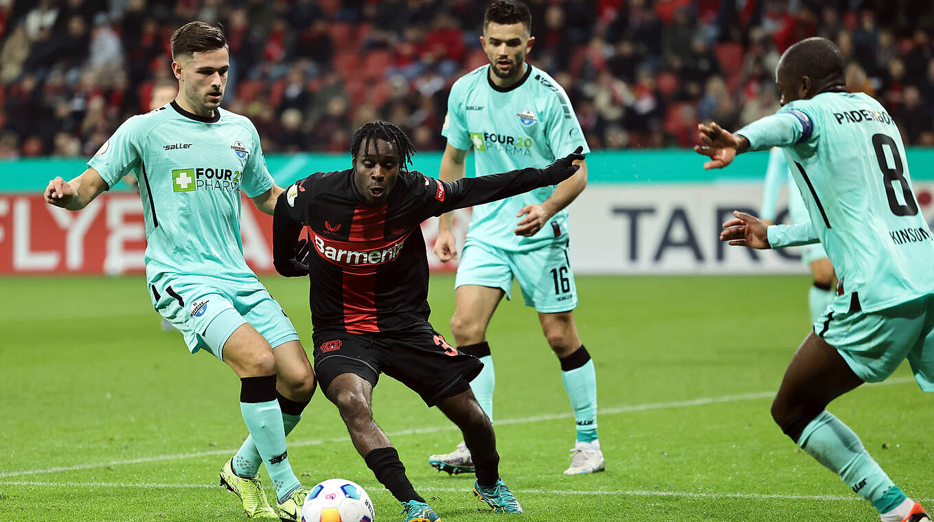 Nach dem Sieg gegen Paderborn als einer von drei Erstligisten im Viertelfinale: Bayer Leverkusen © 2023 Getty Images
