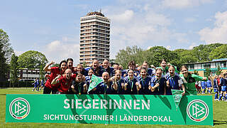 Siegerinnen des U 14-Juniorinnen-Sichtungsturniers 2024: Die Auswahl Hessens © Getty Images/DFB