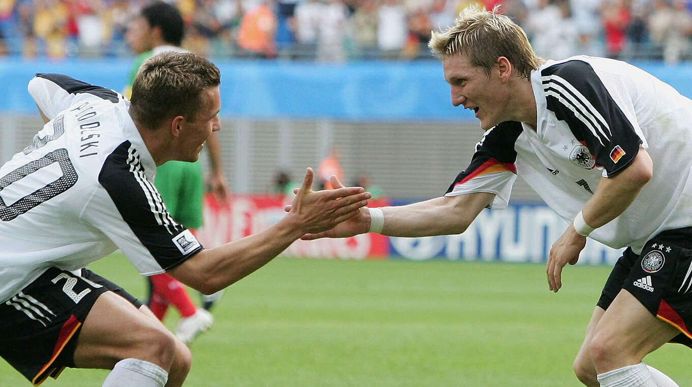 Geburtsstunde eines Traumduos: Lukas Podolski (links) und Bastian Schweinsteiger beim Confed Cup 2005 © Getty Images/Alexander Hassenstein