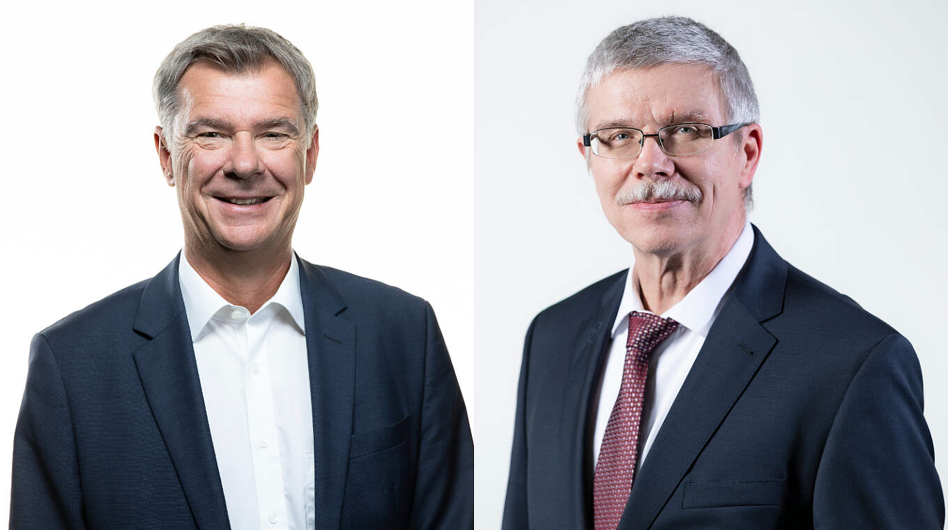 In ihren Ämtern bestätigt: SWFV-Präsident  Bergmann (l.) und NFV-Präsident Schaffert © Thomas Böcker/Collage DFB