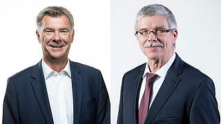 In ihren Ämtern bestätigt: SWFV-Präsident  Bergmann (l.) und NFV-Präsident Schaffert © Thomas Böcker/Collage DFB
