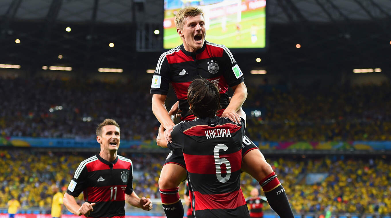 Sein spektakulärstes Länderspiel: Beim 7:1 im WM-Halbfinale 2014 gegen Brasilien trifft Kroos doppelt © Getty Images/Buda Mendes