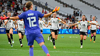 Germany celebrate after reaching the semi-finals of the Olympic Games.  © Getty Images