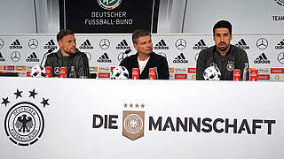 World Champions Sami Khedira and Benedikt Höwedes spoke to the press.  © AFP/Getty Images