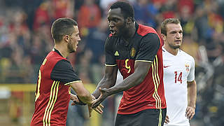 Trifft für Belgien: Eden Hazard (l.) © AFP / JOHN THYS