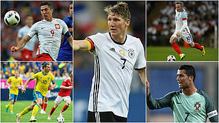Anführer bei der EM: Schweinsteiger (M.), Lewandowski, Rooney, Ronaldo, Ibrahimovic © Getty/DFB